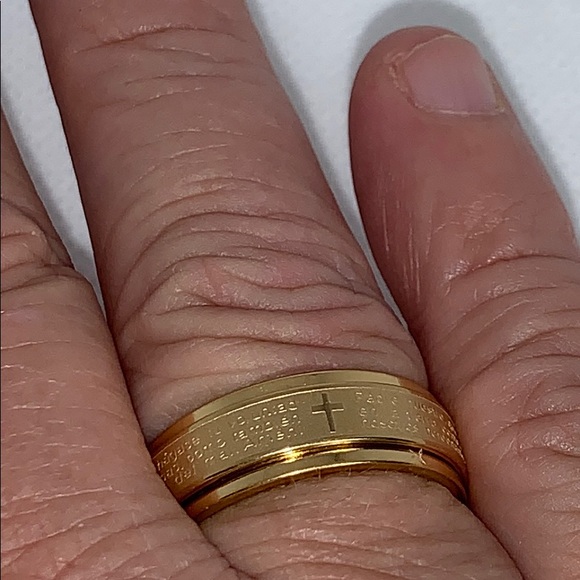 Men's Spanish Lord's Prayer Spinner Ring - Picture 5 of 5